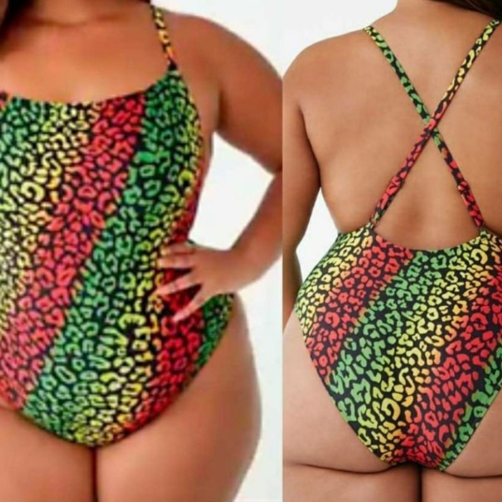 Animal print swim suit F21